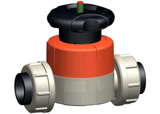 Diaphragm valve type 514 PROGEF Standard, Union with fusion sockets PE80 metric