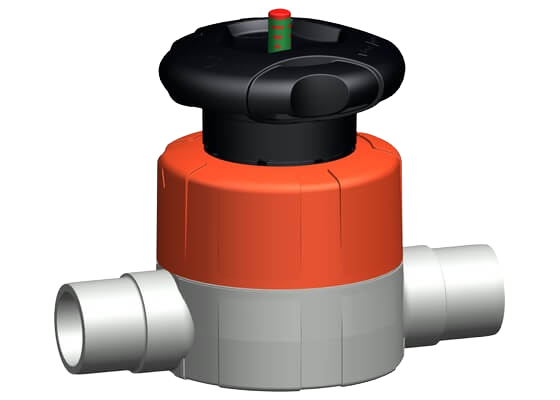 Diaphragm valve type 515 PVC-C, with solvent cement spigots metric