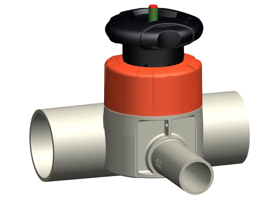 Diaphragm valve type 519 PROGEF Standard, with butt fusion spigots metric