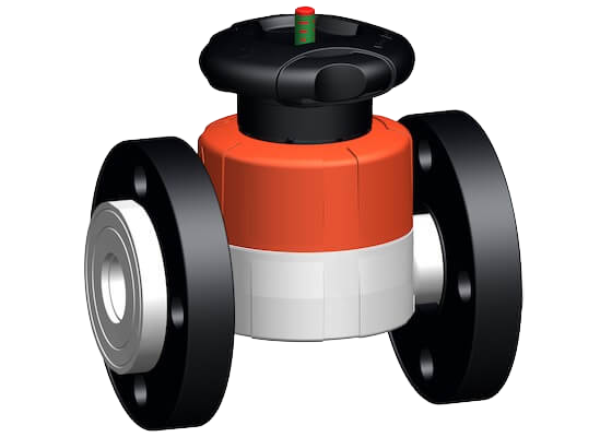 Diaphragm valve type 517 SYGEF Standard, with backing flanges  PP-V metric/BS