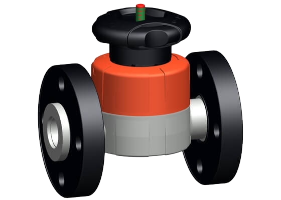 Diaphragm valve type 517 PVC-C, with backing flanges  PP-V metric/BS