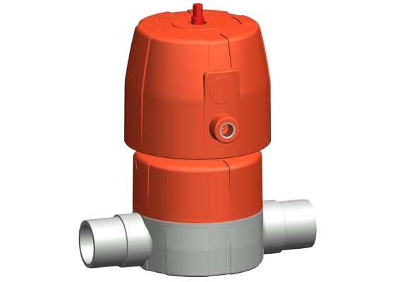 Diaphragm valve type DIASTAR 6 PVC-C, FC (Fail safe to close), with solvent cement spigots metric